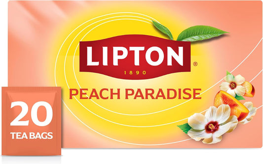 Lipton Peach Paradise Tea Bags, caffeine free Tea, Fruit and Herbal Tea, Individually Wrapped, 20 Tea Bags