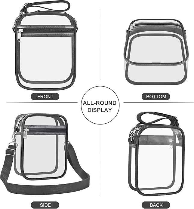 USPECLARE Clear Purse Stadium Transparent Messenger Bag Stadium Approved for Men and Women Clear CrossBody Bag