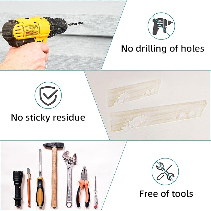 Amuille No Hole Siding Hooks 20 Pack, Vinyl Siding Clips with Screws, Outdoor Siding Hanger Camera Mount for Home Security Camera, Porch Decor, Doorbell, Plaques