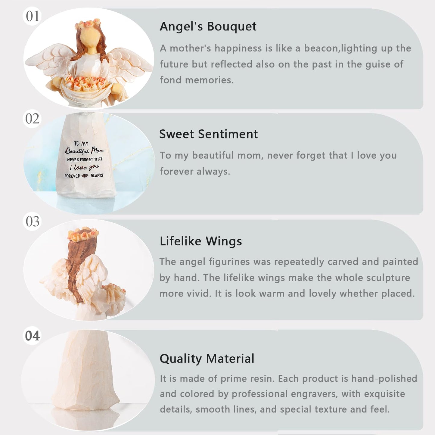 Gifts for Mom,5.12" Mom Gifts Angel Figurine,Mom Birthday Gifts,Sentimental Gift for Moms on Birthday and Mother's Day
