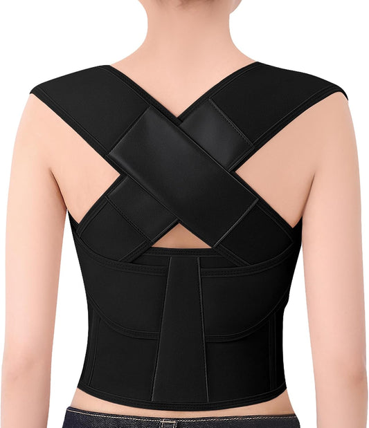 Posture Corrector for Women and Men Back Brace Shoulder Straightener Hunchback Adjustable Support Upper Comfy Correction Upgraded Lightweight Hump Pain Relief Scoliosis Lumbar Spine Black Medium