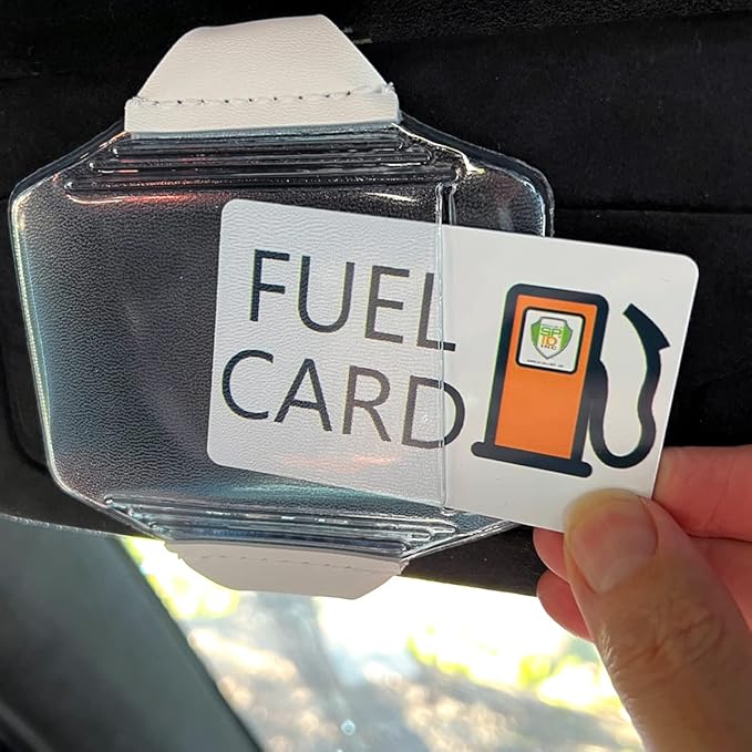 5 Pack - Heavy Duty Visor Fuel Card Holder with Clear Vinyl Pocket - Truck & Car Accessories for Interior - Drivers License, Auto Insurance Card & Fleet Vehicle Gas Log Storage - Specialist ID (Black)