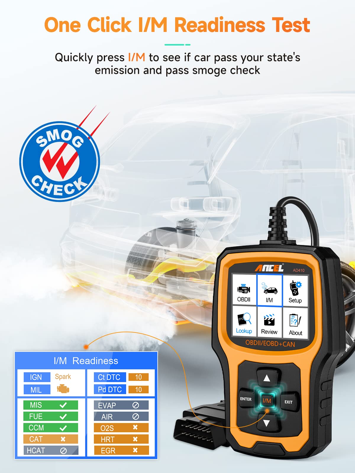 ANCEL AD410 Enhanced OBD2 Scanner, Vehicle Code Reader for Check Engine Light, Automotive OBD II Scanner Fault Diagnosis, OBDII Scan Tool for All OBDII Cars 1996+, Black/Yellow