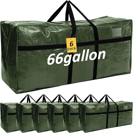 4 Pcs 66 Gallon Extra Large Moving Bags Heavy Duty Storage Bag with Strong Zipper Handle Foldable XXL Jumbo Storage Tote Packing Moving Box for College Dorm Travel Cloth Duffle (Green)
