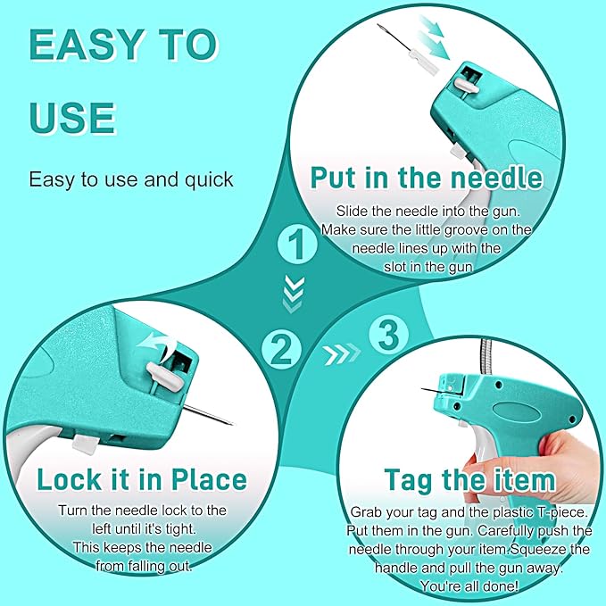 Stitch Gun for Clothes， Handheld Stitch Gun Quick Clothing Fixer，Sewing Kit Includes 1,000 Black Fasteners & 1,000 White Fasteners & 6 Needles (Blue)