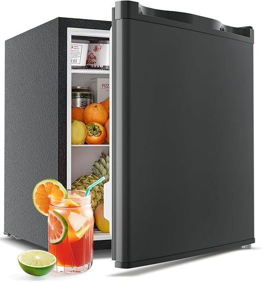 Small Fridge with Freezer - 1.7 Cu.Ft Single Door Mini Fridge with Adjustable Thermostat, Energy Saving, Low Noise, Small Refrigerator for Bedroom, Office, Dorm, Apartment, Classroom - Black