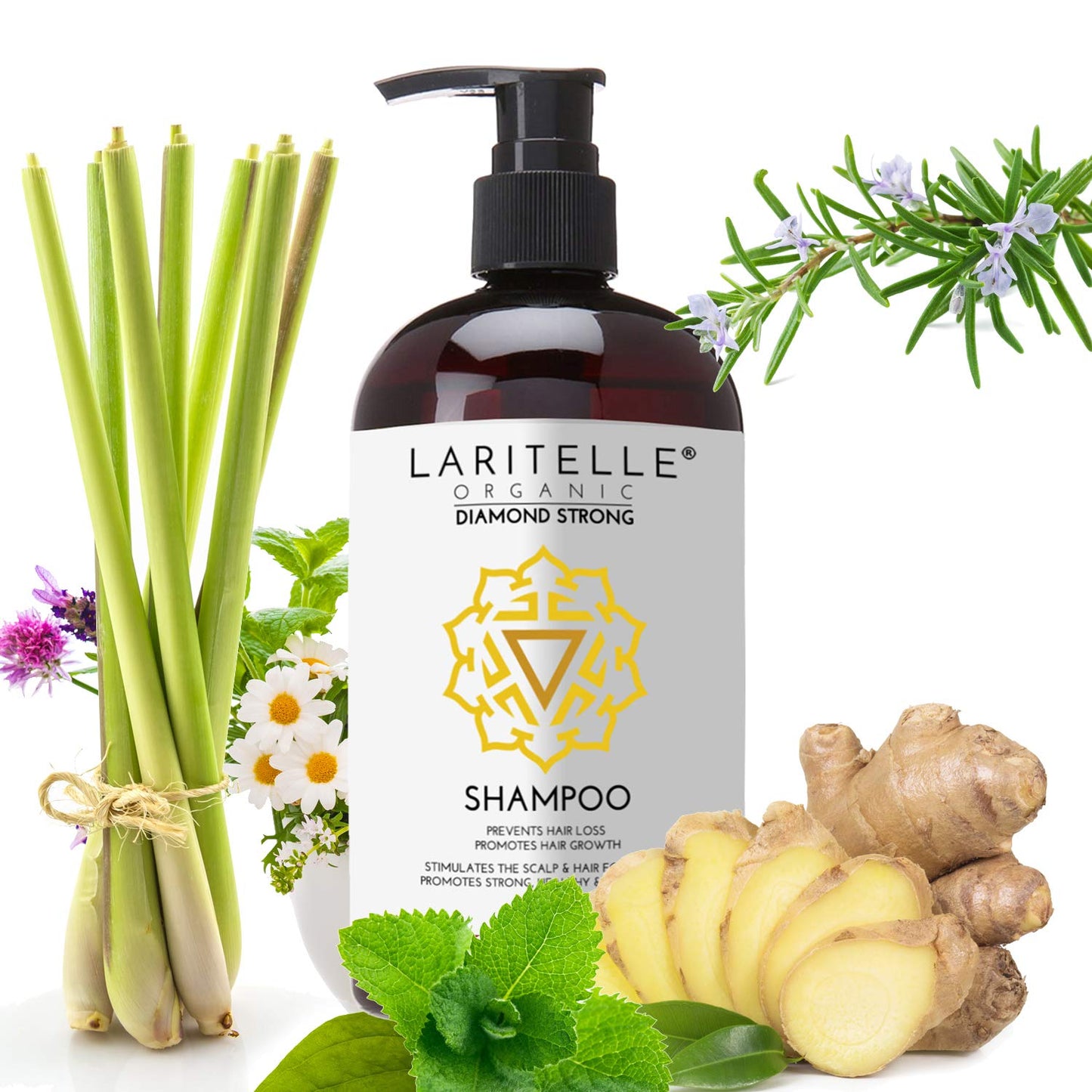 Diamond Strong Organic Shampoo – Hair Growth & Strengthening – Sulfate-Free, Cedarwood & Botanicals – Prevents Thinning & Breakage – Made in USA – 17.5 oz