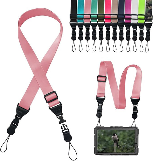 Adjustable Camera Strap Neck:Comfortable iPad Strap Nylon Neck Lanyard for iPad/Samsung Tablet Case,Camera Binocular Crossbody Laptop Luggage Bag(Light Pink)