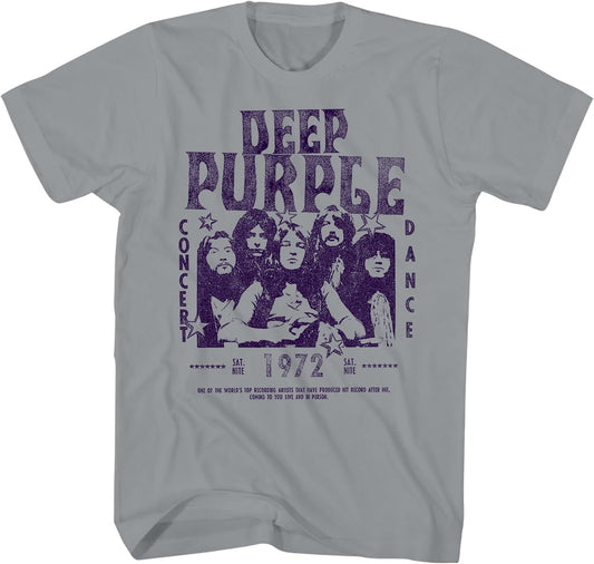 Deep Purple Band T Shirt 1972 Concert Tee Adult Grey Short Sleeve British Rock Vintage Style Graphic Tees