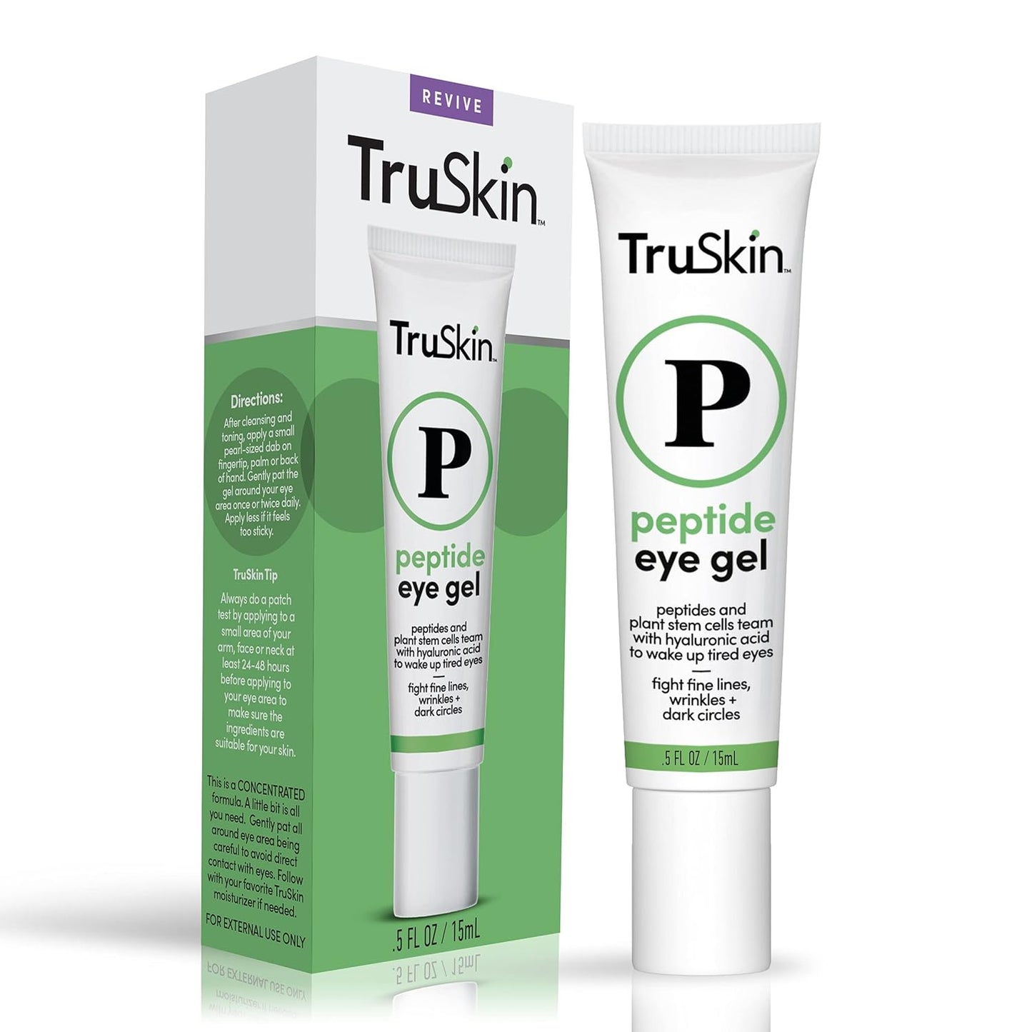 TruSkin Peptide Eye Gel â Minimize Lines & Brighten Eye Area â Dark Circles Under Eye Care with Peptides, Plant Stem Cells, Hyaluronic Acid, 0.5 fl oz