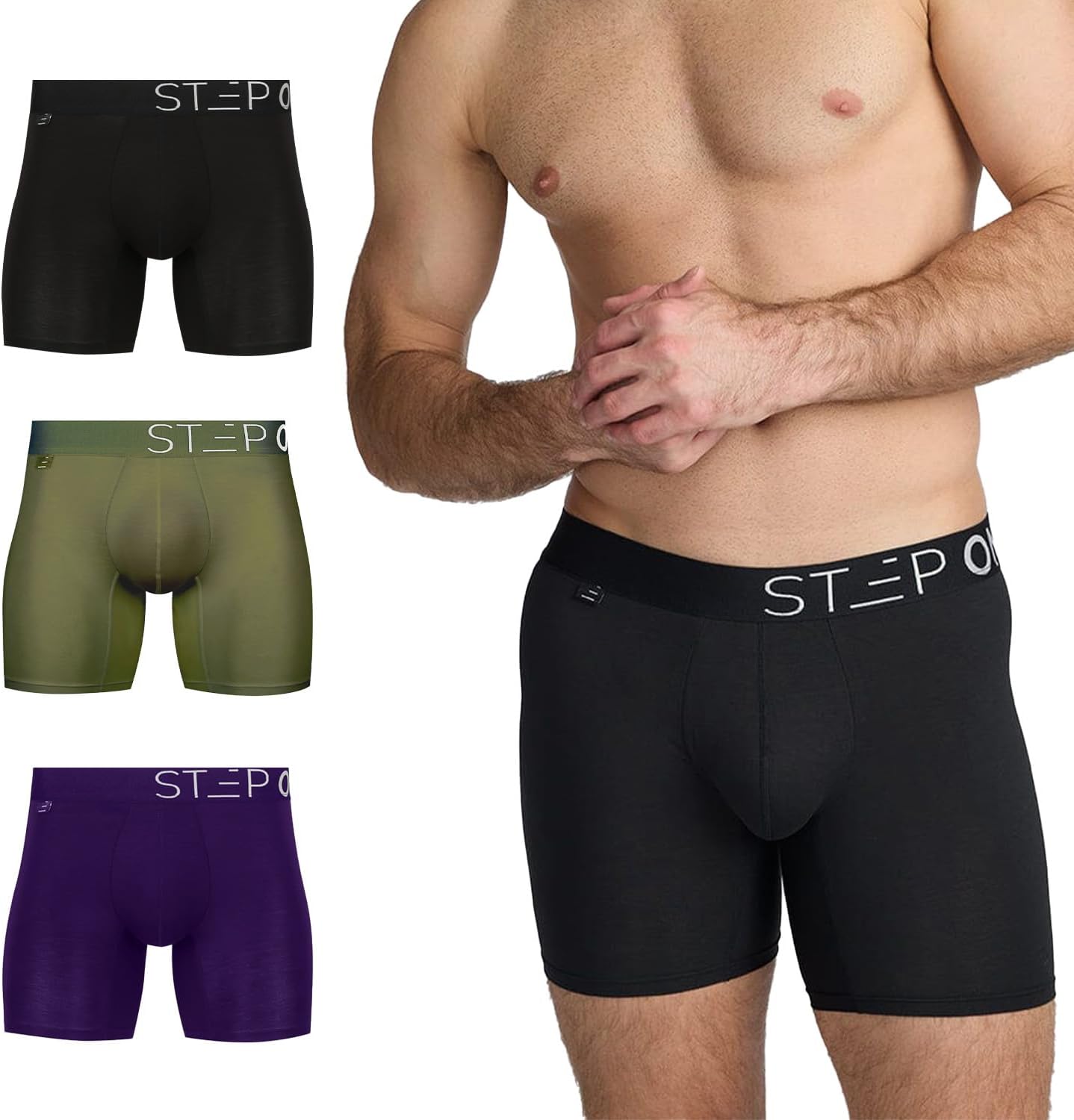 STEP ONE Mens Boxer Briefs, Underwear for Men Pack of 5, Anti Chafing Mens Underwear, Comfortable Moisture-Wicking Boxers