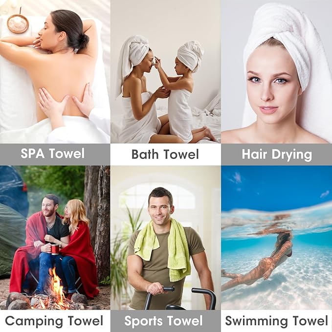 JML Bath Towels for Adult Body, Large Microfiber Bath Towels Set 4 Pack (30" x 60"), Lightweight & Soft Absorbent for Bathroom Spa Gym Yoga Salon Sauna, Grey