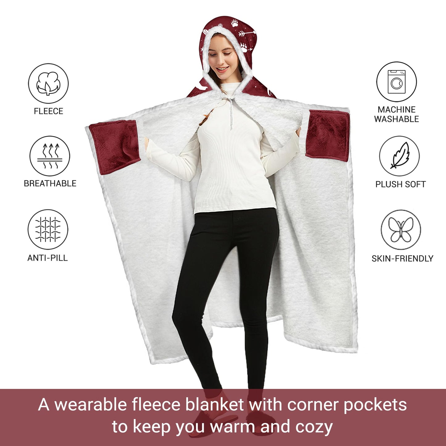 Mama Bear Wearable Hooded Blanket for Mom - Mom Gifts from Daughter Son - Christmas Birthday Gifts for Wife from Husband