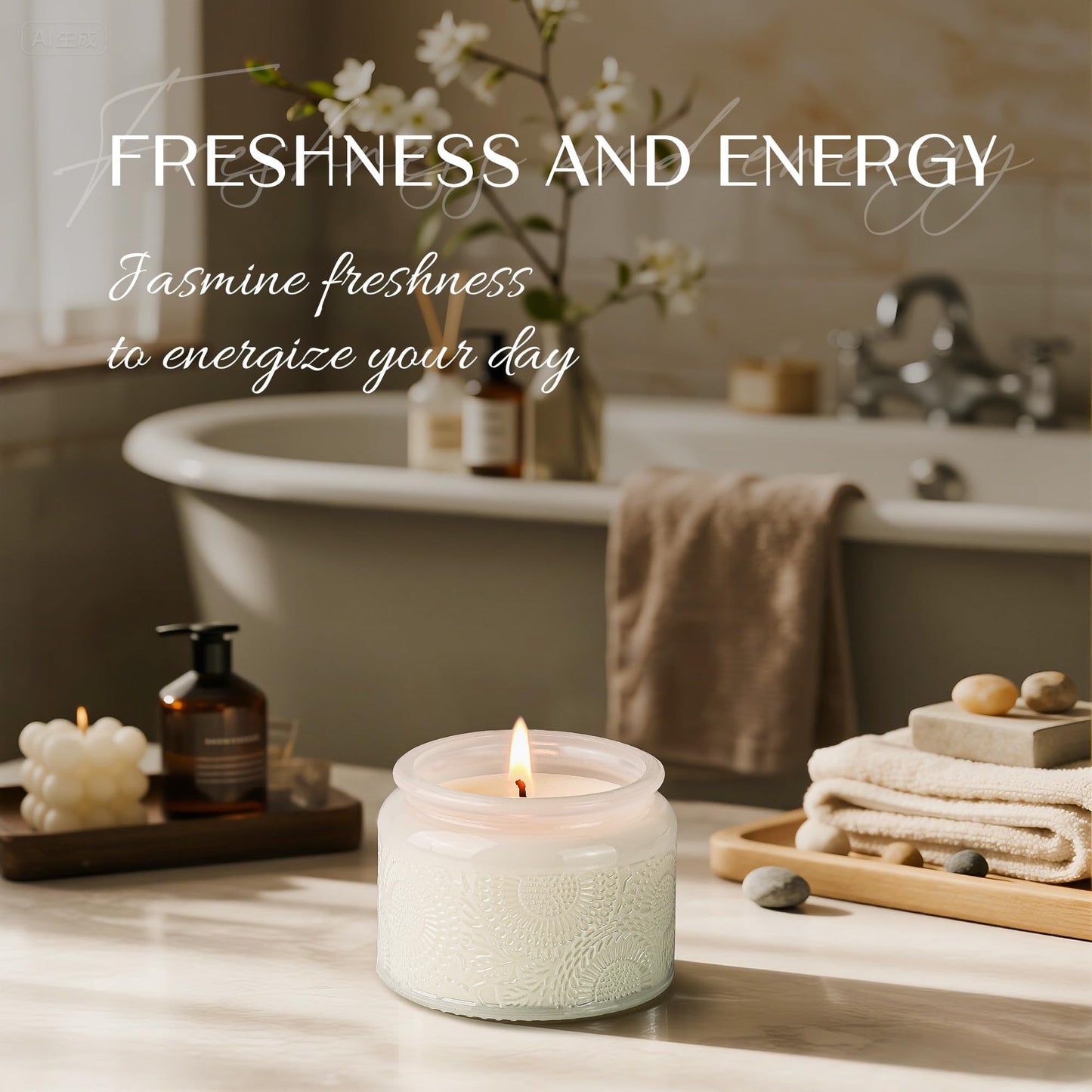 NORVENCE Candles for Women, Scented Candle Gift Set of 4, Scented Candles for Home, Birthday and Christmas Candle Gifts for Women (Vanilla, Lavender, Cinnamon, Jasmine, 14.4 oz)
