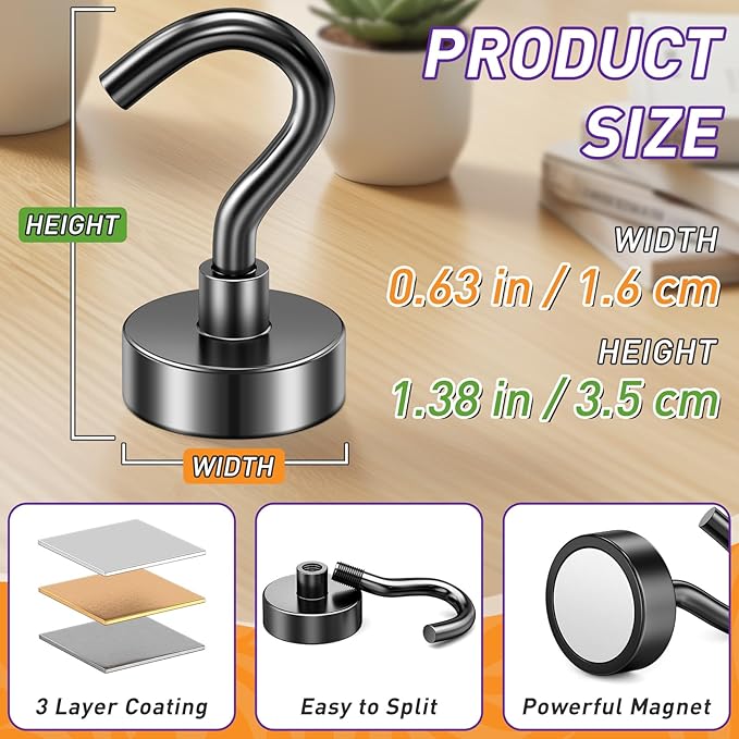100 Pack Magnetic Hooks for 2026 Cruise Cabins Beach Vacation 30lbs+ Heavy Duty Magnet with Hook Metal Magnetic Hooks for Kitchen Fridge Grills Hanging Magnet Hooks for Classroom Locker Whiteboard