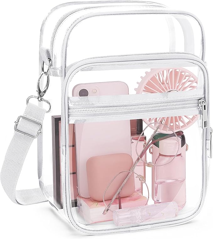 Blvornl Clear Crossbody Bag with Adjustable Shoulder Strap, Stadium Approved PVC Purse Bag, Messenger Bag
