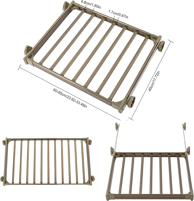 11 Arms Slide Out Pants Rack Closet Pants Hanger Bar Pull Out Trousers Rack Tie Belts Scarf Racks, Top Mounted Wardrobe Clothes Organizers Rail Pull Out Closet Storage Rod-Champagne