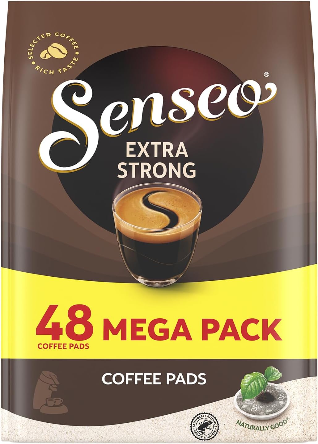 Senseo Extra Strong Coffee Pods – 48 Count (1 Pack) – Dark Roast with Intense & Bold Flavor and Rich Crema – Single-Serve Coffee Pads Compatible PeleCom Machines