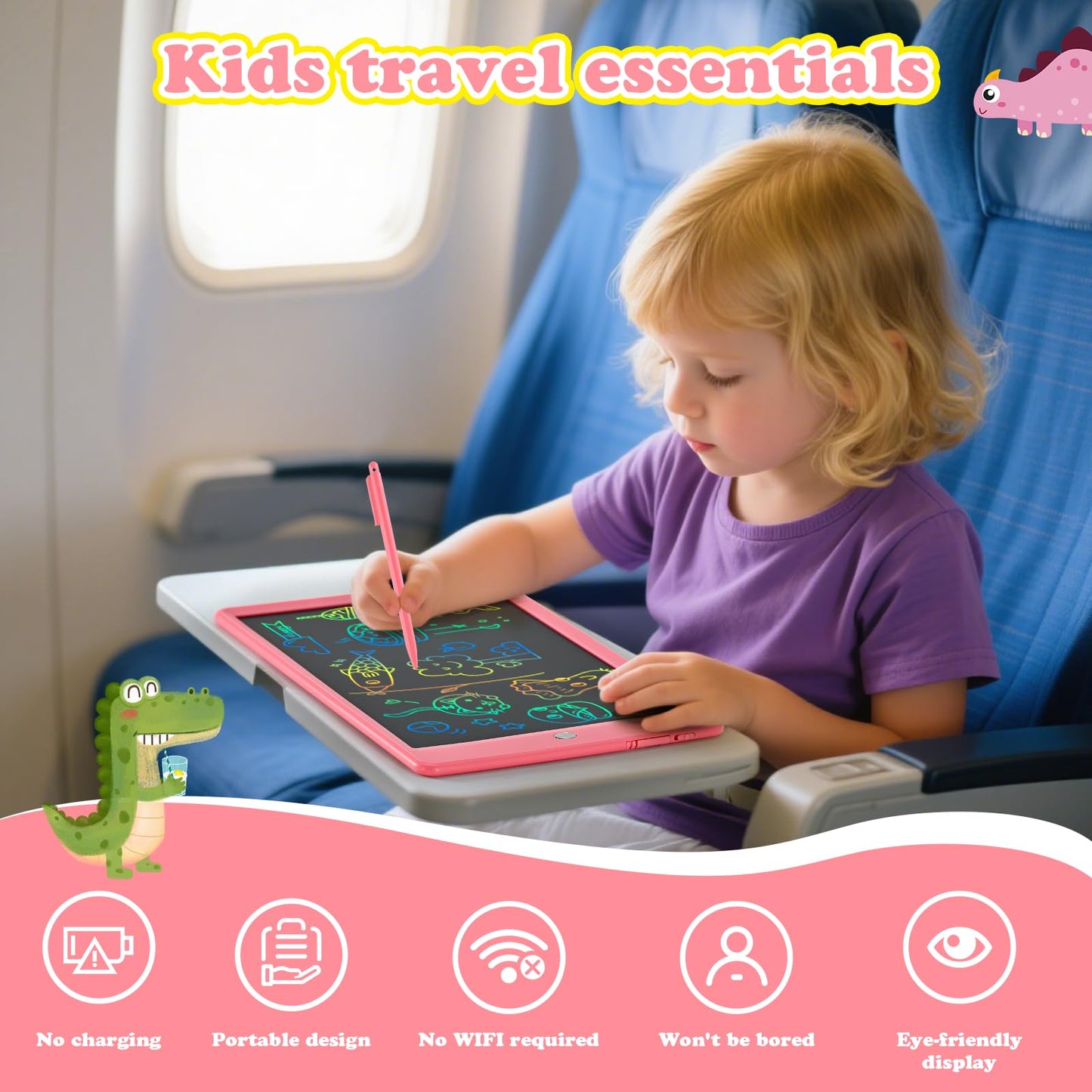 EooCoo Toys for Ages 3-6, Drawing Board 2 Pack, 10 Inch LCD Writing Tablet, Electronic Drawing Tablet, Girl/Boy Birthday Gift, Kids Toys, Drawing Pad Girls Gifts, Kids Travel Essential