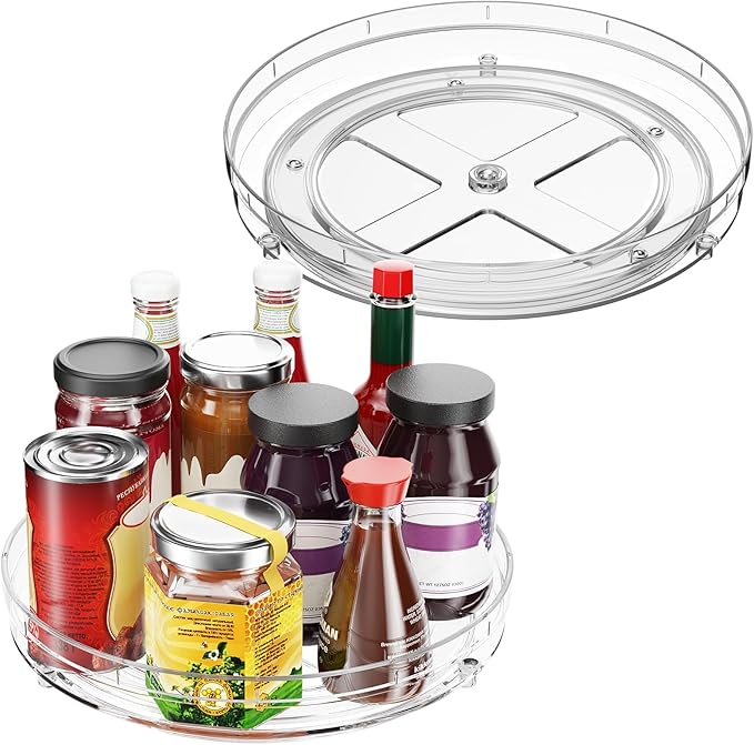 Optish 3 Pack 9.5" Lazy Susan Organizer, Pantry Organizers and Storage, Lazy Susan Turntable for Cabinet, Refrigerator, Closet, Countertop, Non-Skid Fridge Organizer