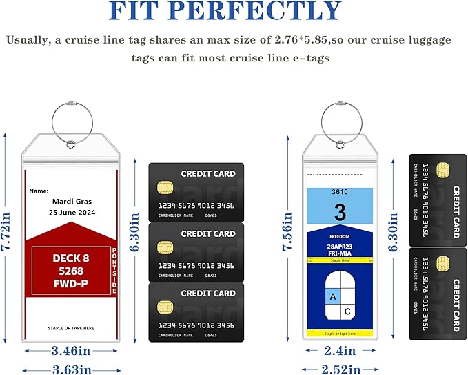 40 Pack Luggage Tags Travel Essentials & Cruise Essentials for NCL, Princess, Carnival, Royal Caribbean & Celebrity Cruise Ships by SEAVILIA