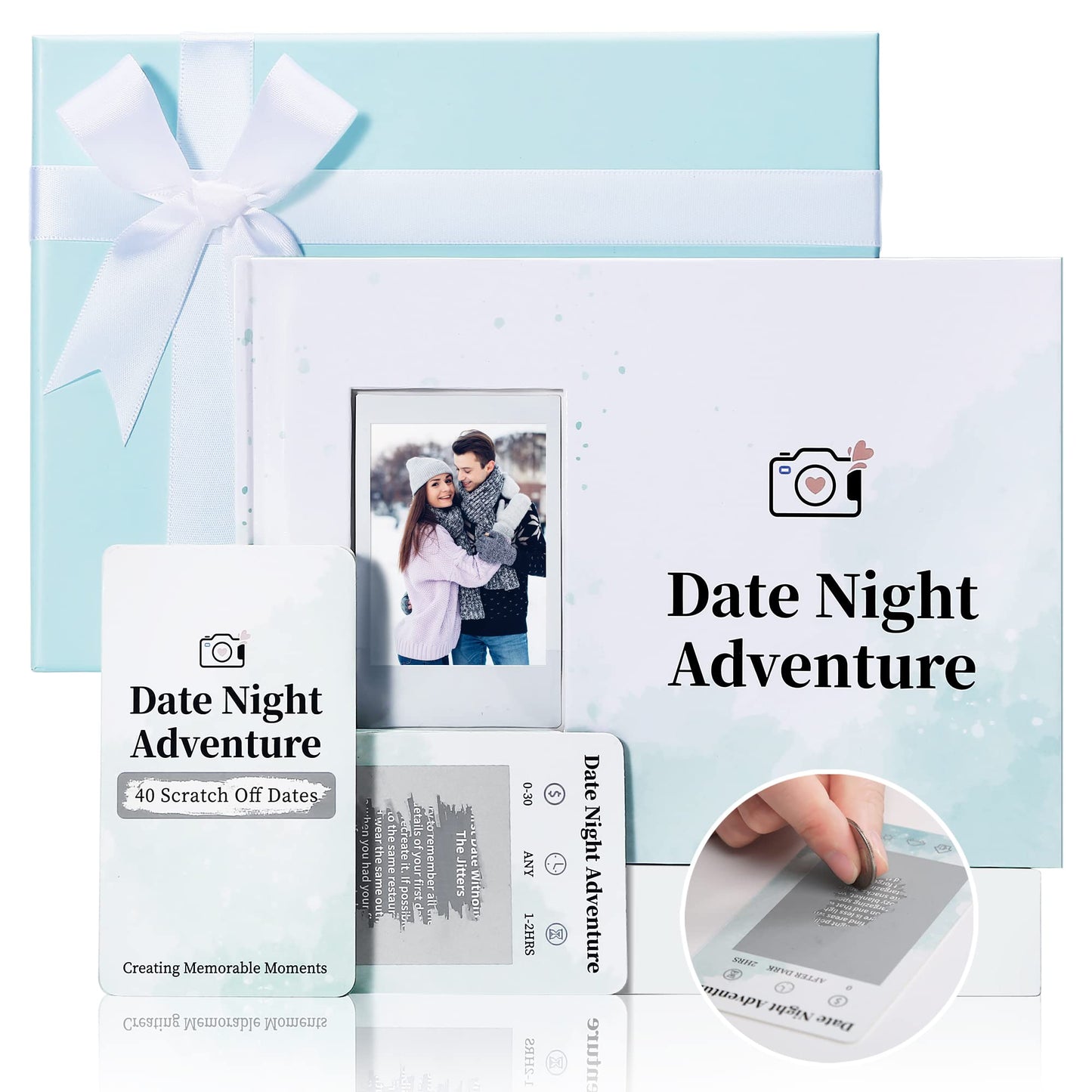 40 Date Ideas for Couples, Unique Scratch Off Date Night Games with Adventure Keepsake Album Book,Romantic Couple Gifts for Him Boyfriend Anniversaries, Newlywed Wedding Gifts for Bride Wife Husband