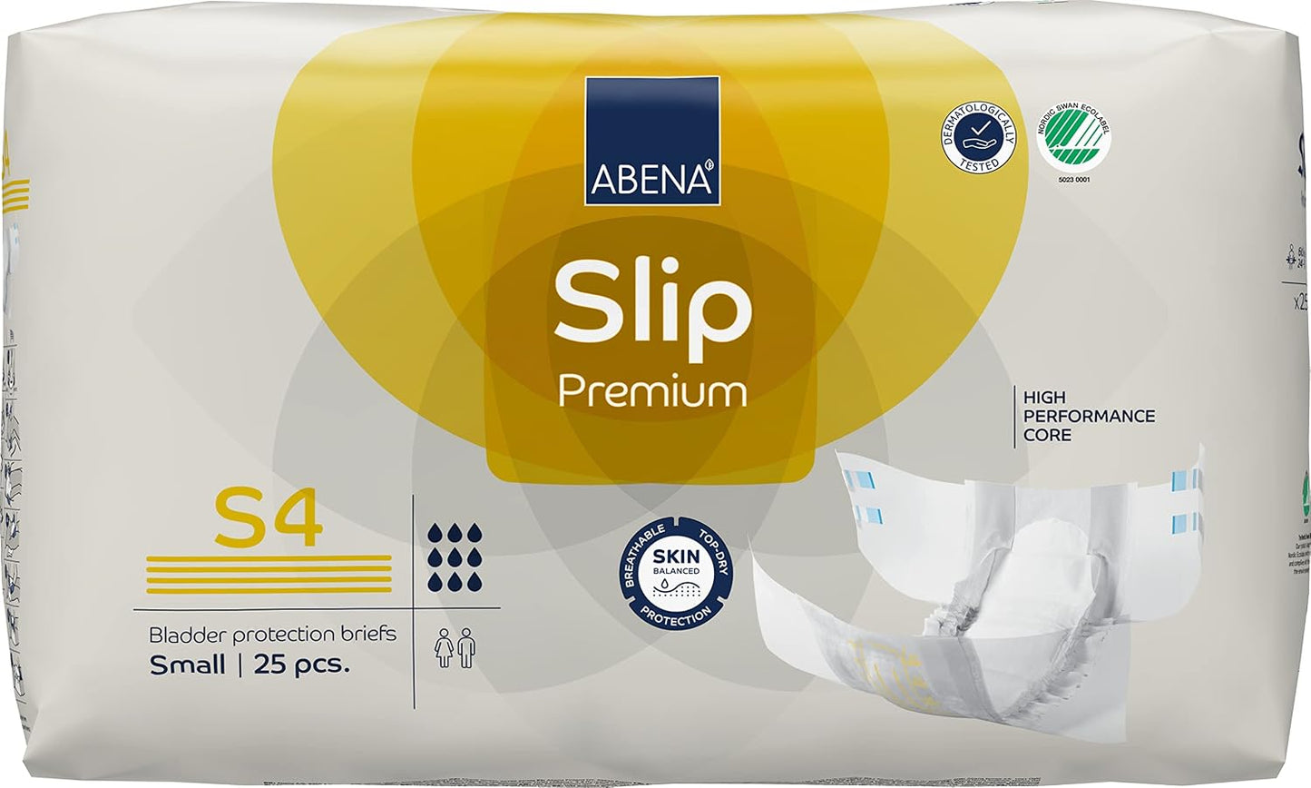 Abena Slip Premium Incontinence Briefs, Level 4, (Small to Extra Large Sizes), Small, 75 Count