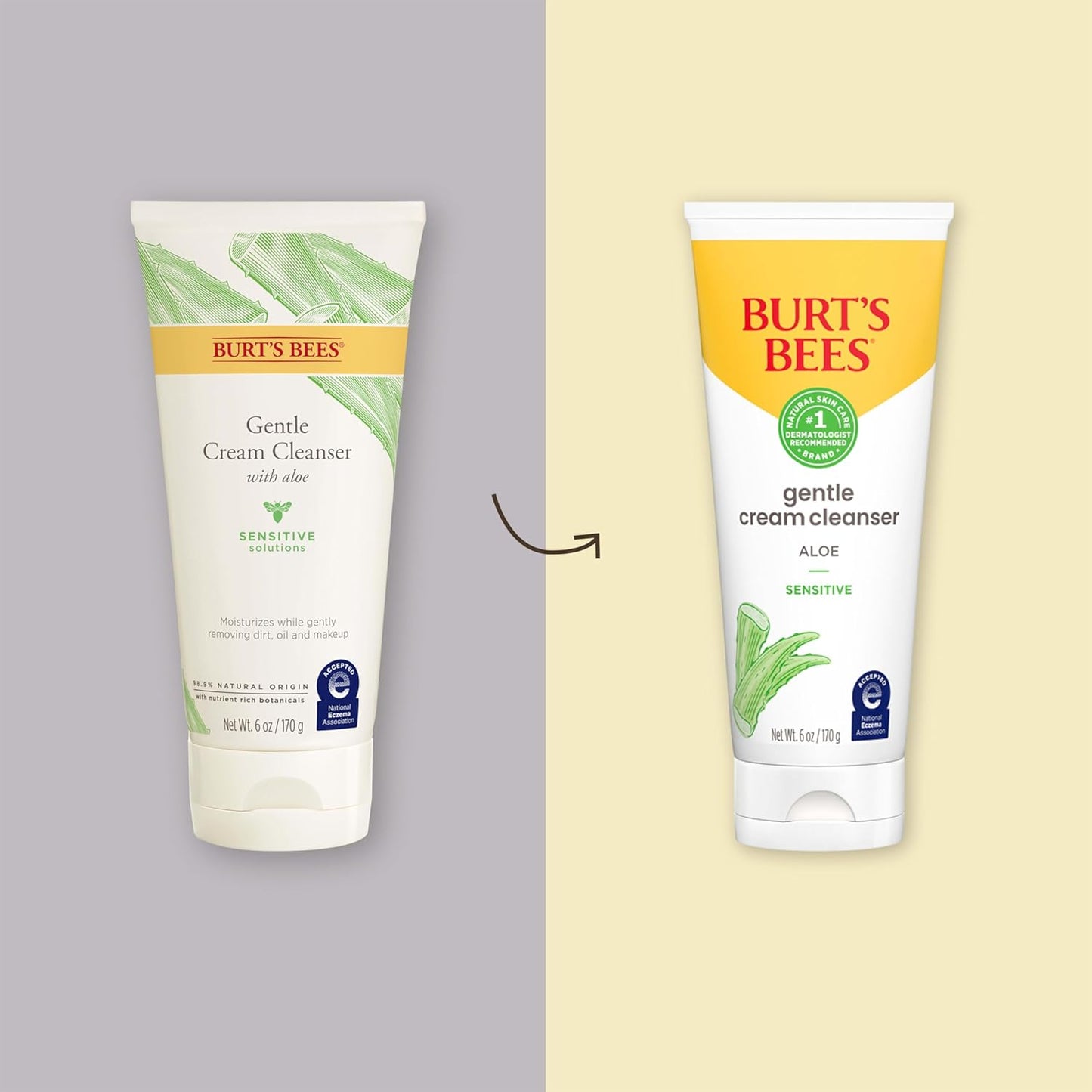 Burt's Bees Back To School Dorm Essentials, Gentle Cream Cleanser with Aloe for Sensitive Skin, 98.9% Natural Origin, 6 Ounces
