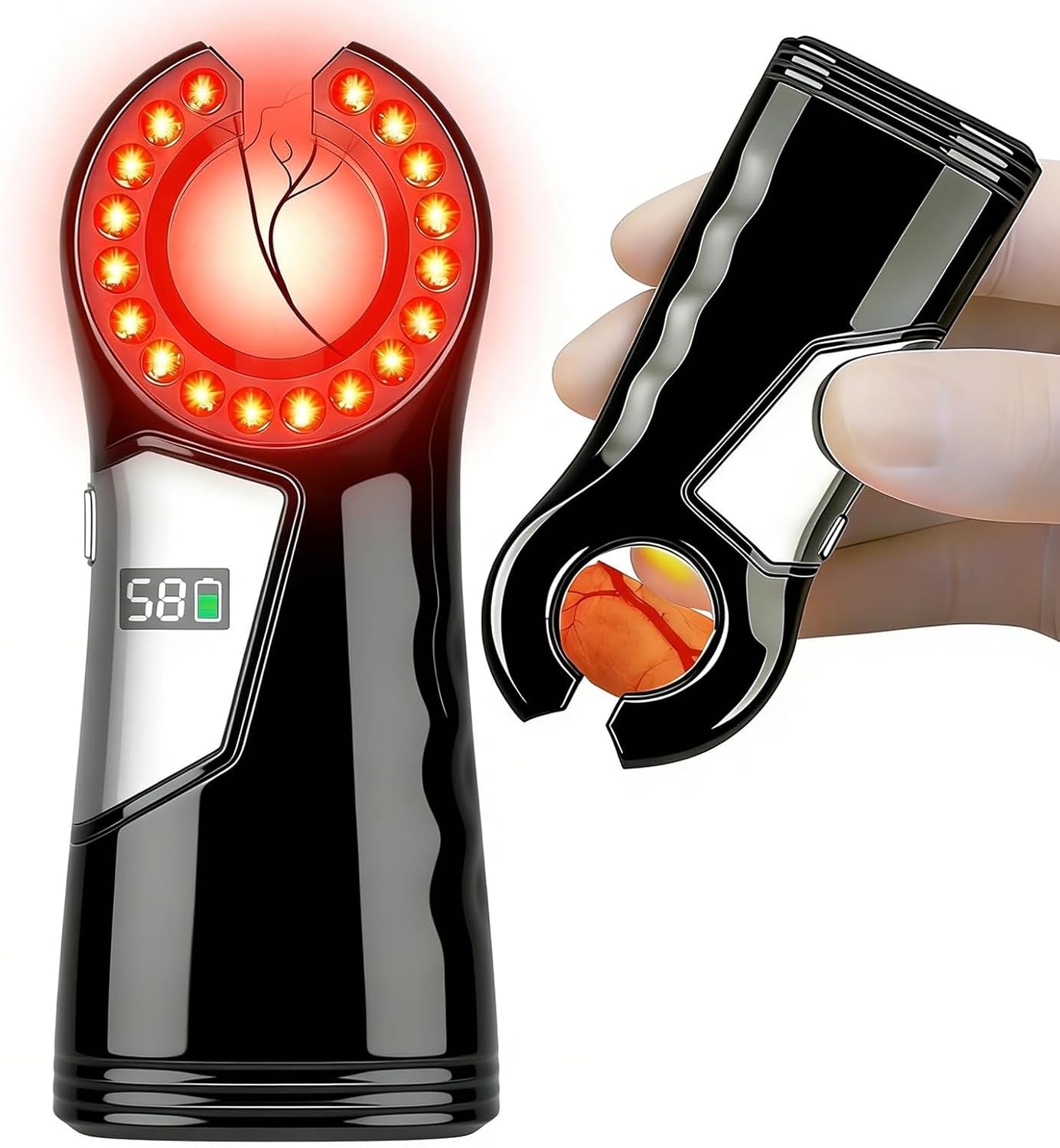 KSWEGKC Vein Finder for Nurses – Portable Rechargeable Device for IV Access & Phlebotomy,1-99 Adjustable Brightness, Digital Display, All Skin Tones, Difficult Veins,USB-C Fast Charge - Black