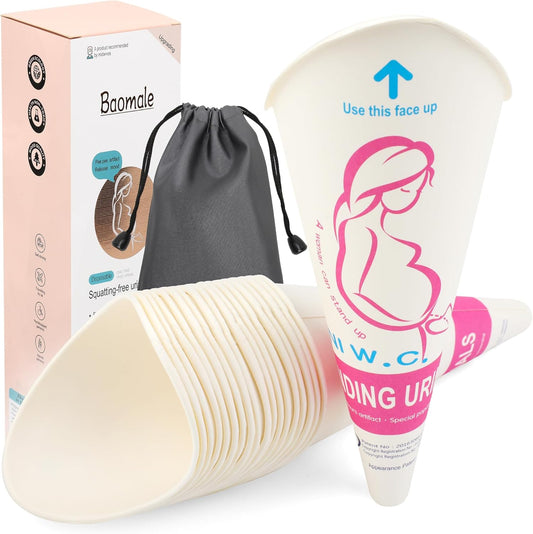 Luxiv 20 50 Pcs Disposable Female Urination Device, Portable Girl Urinal Funnel Women Outside Pee Cup Waterproof Paper Standing Pee Disposable Cup Female Urinal for Camping, Hiking (20)