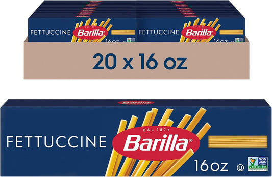 Barilla Fettuccine Pasta, 16 oz. Box (Pack of 20) - Non-GMO, Made with Durum Wheat Semolina - Kosher Certified