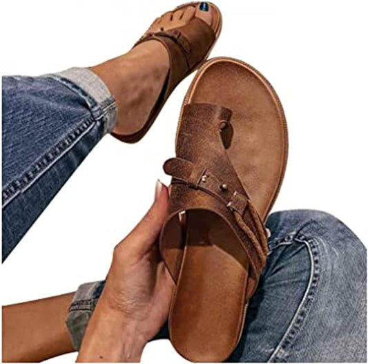 Comfy Bunion Sandals for Women Corrector Shoes Breathable Casual Orthopedic Platform Solid Color Soft Sole Sandals with Support Ladies Beach Travel Shoes for Bunions