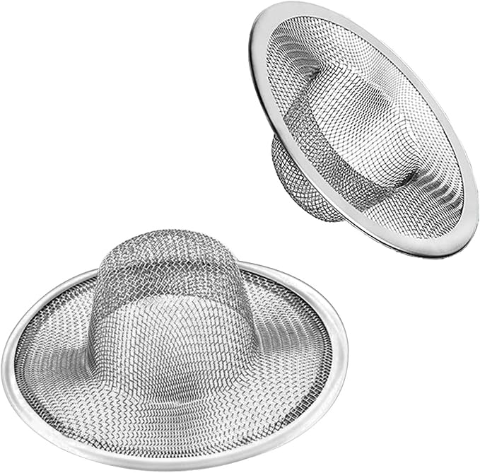 2pcs Heavy Duty Stainless Steel Slop Basket Filter Trap, 4.41" Top / 2.44" Mesh Metal Sink Strainer,Perfect for Kitchen Sink/Bathroom Bathtub Wash Basin Floor Drain Balcony Drain Hole,Utilityâ¦