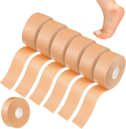 Tondiamo 6 Rolls Blister Prevention Tape Adhesive Pad Toe Tape Anti-wear Heel Pad Foam Waterproof Bandage Patch for Point Shoe Hand Foot Heel Toe Skin Chafing Protector(1 Inch X 4.92 Yards)