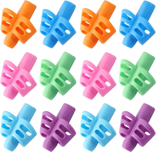 Bribobo 12 Pack Pencil Grips for Kids Handwriting Pencil Grippers, Pencil Writing Aid Grip Posture Correction Tool for Kids Toddler Children Special Needs