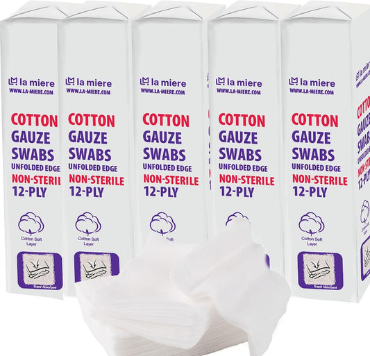 LA MIERE Gauze Swabs, 2"x2" - 1000P, 12-Ply, Non-Sterile, All-Purpose Dental and Surgical Gauze for Wound Care