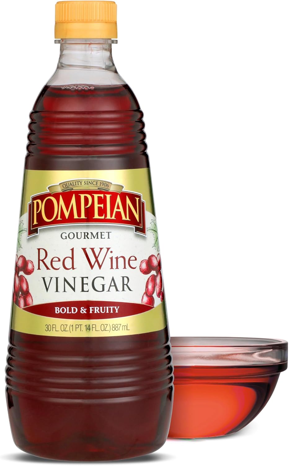 Pompeian Gourmet Red Wine Vinegar - 30 Fl Oz - Vinegar for Cooking - Bold and Fruity Flavor for Salad Dressings, Marinades, and Sauces