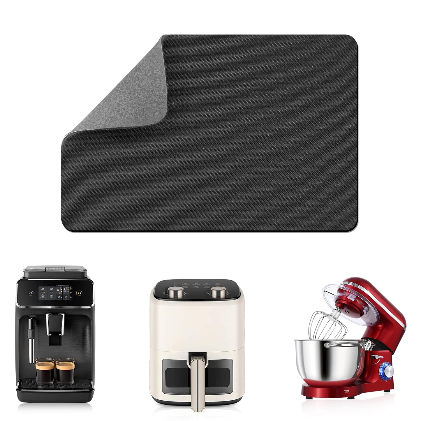 LOPNUR 14"x10" Small Appliance Slider, Appliance Sliders for Kitchen Appliances, 360Â° Rotating Sliding Tray for Coffee Maker, Heat Resistant Mat Cut to Fit Stand Mixer Air Fryer Microwave, Gray