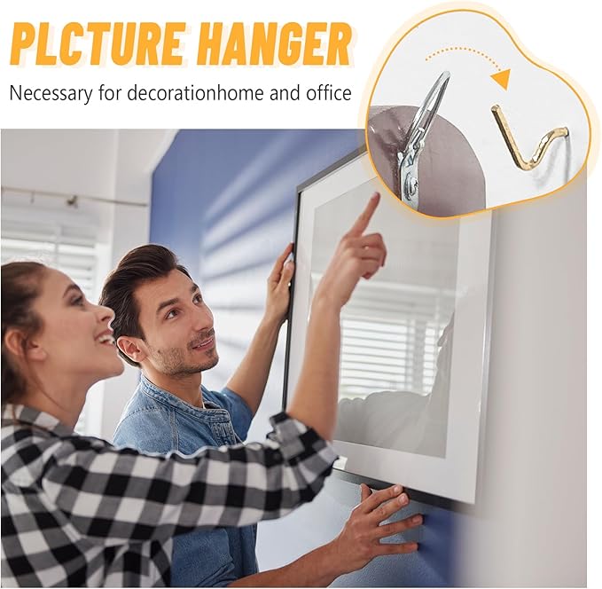 FURHUA 20pcs Aeneous Super Hook Picture Hangers and Office Pack, Drywall Hooks for Hanging Pictures, Wall Hooks, Picture Hangers, Picture Hanging Kit，Hang Art, Clock, Shelves, Mirrors