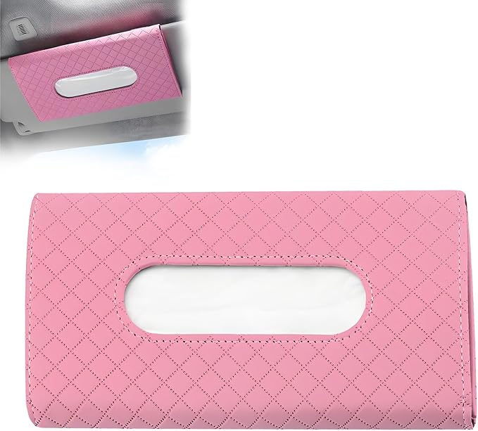 Car Tissue Holder with Ultra Soft Lotion Facial Tissues - Slim Visor Mount for Cars/Trucks/SUVs, Kleenex-Compatible Napkin Organizer (Ergonomic Design, Easy Installation)