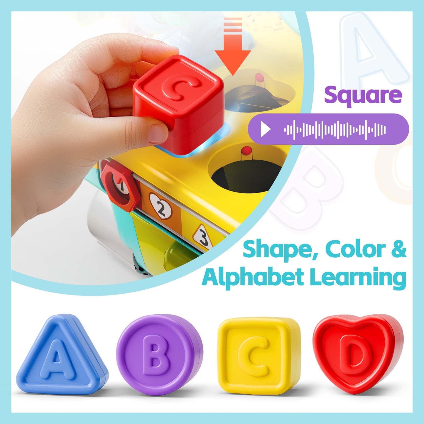 iPlay, iLearn Toddler Musical Workbench Toys for One Year Old Boys, Baby Pretend Play Tool Set, Infant Shape Sorter Activities, Kids Pounding Game, 1st Birthday Gift for 12 18 24 Month Girls Age 1 2 3