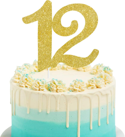 Numbrer 12 Cake Topper for Happy 12th Birthday or Anniversary Party Decoration Supplies