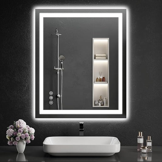 36"x30" LED Bathroom Mirror with Lights, Dimmableï¼Anti-Fogï¼Bathroom Vanity Mirror for Wall, Backlit + Front Lit, Memory Function, Shatter-Proofï¼Tempered Glass