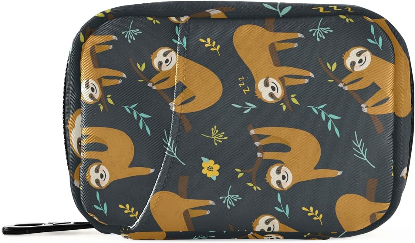 Sloth Pill Case 7-Day Travel Pill Organizer Box with Zipper Closure for Vitamins, Medication and Supplements