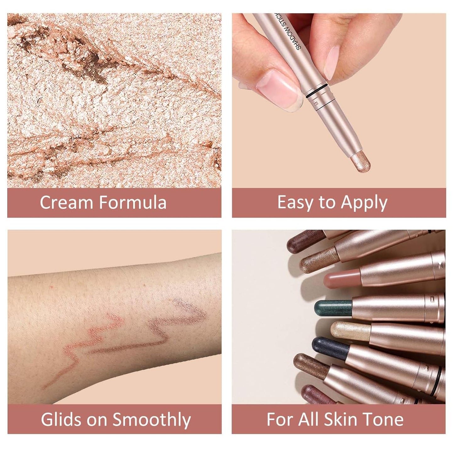 Green Eyeshadow Stick, Shimmer Cream Single Eyeshadow Pencil High Pigmented Eye Shadow Brightener Stick, Hypoallergenic Waterproof Long Lasting Highlighter stick Create Multi-Dimensional Eyes Look 12#