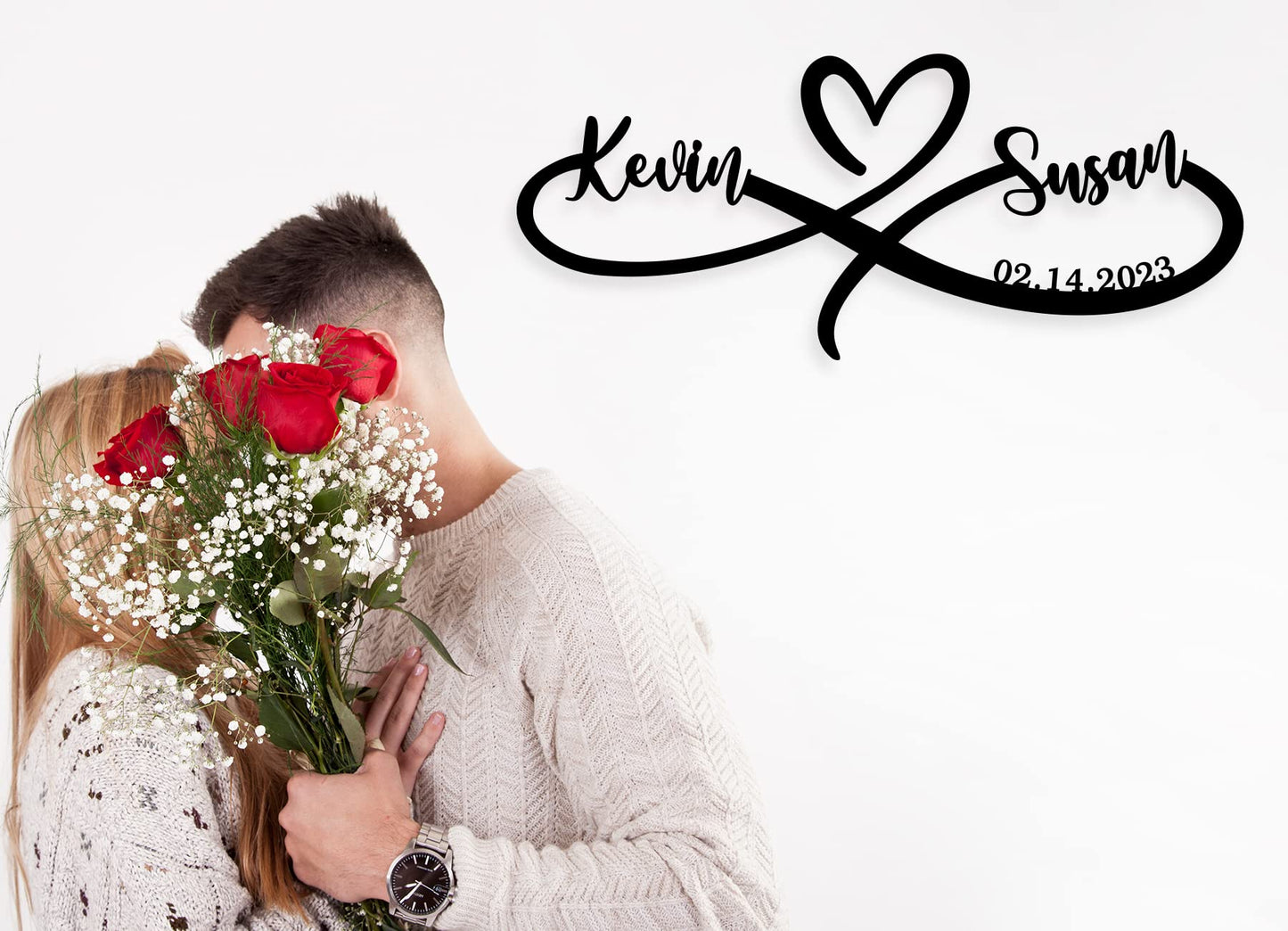 Wedding Gifts for Couples 2025,Infinity Signs with Couple Name, Personalized Valentine'S Day Engagement Gifts, Gifts for Newlyweds, Anniversary Wedding Gift for Couple,Metal Name Signs Personalized(A)