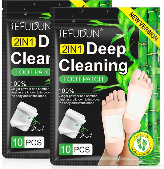20PCS Upgrade Foot Pads, 2-in-1 Natural Bamboo Vinegar Ginger Powder Foot Pads