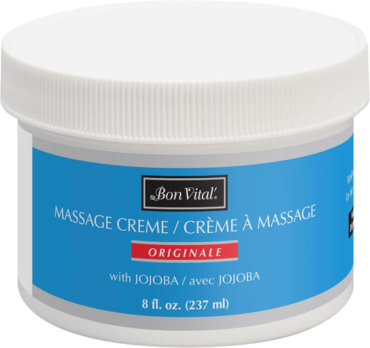 Bon Vital' Original Massage Creme for a Versatile Massage Foundation to Relax Sore Muscles & Repair Dry Skin, Revitalize Skin and Lock in Moisture, 8 Ounces (Packaging May Vary)