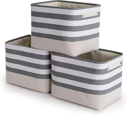 TheWarmHome Extra Large Cube Storage Bins Baskets for Organizing, Sturdy Fabric Storage Basket Cube W/Handles, Decorative Foldable Storage Baskets for Shelves Closet Nursery Toy (3 Pack 16Ã12Ã12inch)