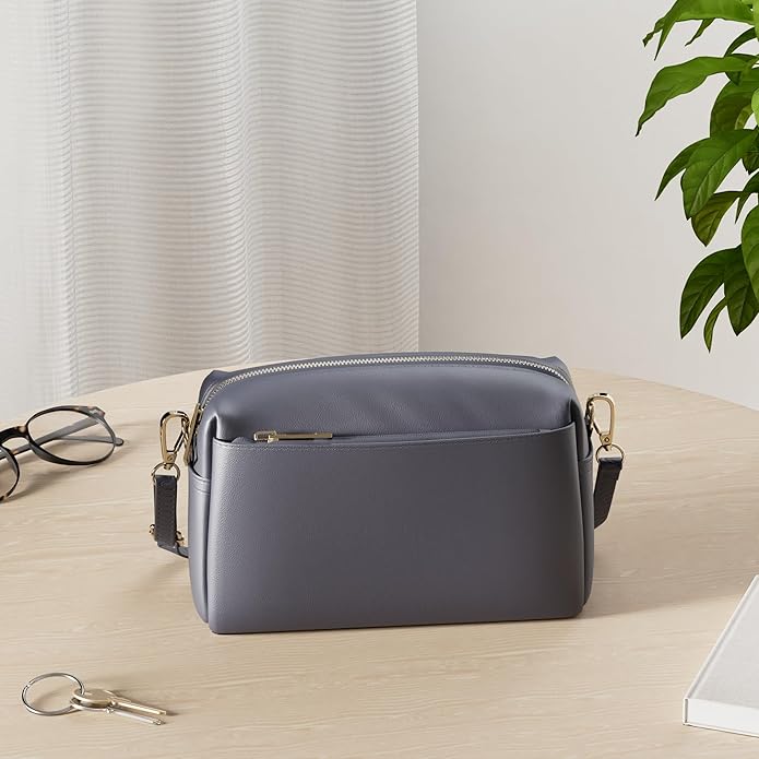 FashionPuzzle Triple Zip Small Crossbody Bag